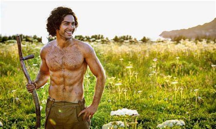 Aidan Turner shirtless in a scene from the Poldark TV series