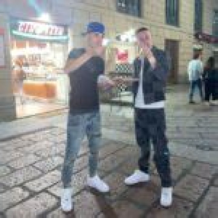 Aitch (Right) and rapper Shiva pictured while enjoying a pizza in Milan, Italy in September 2021
