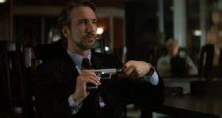 Alan Rickman portraying the character of Hans Gruber in the 1988 film Die Hard