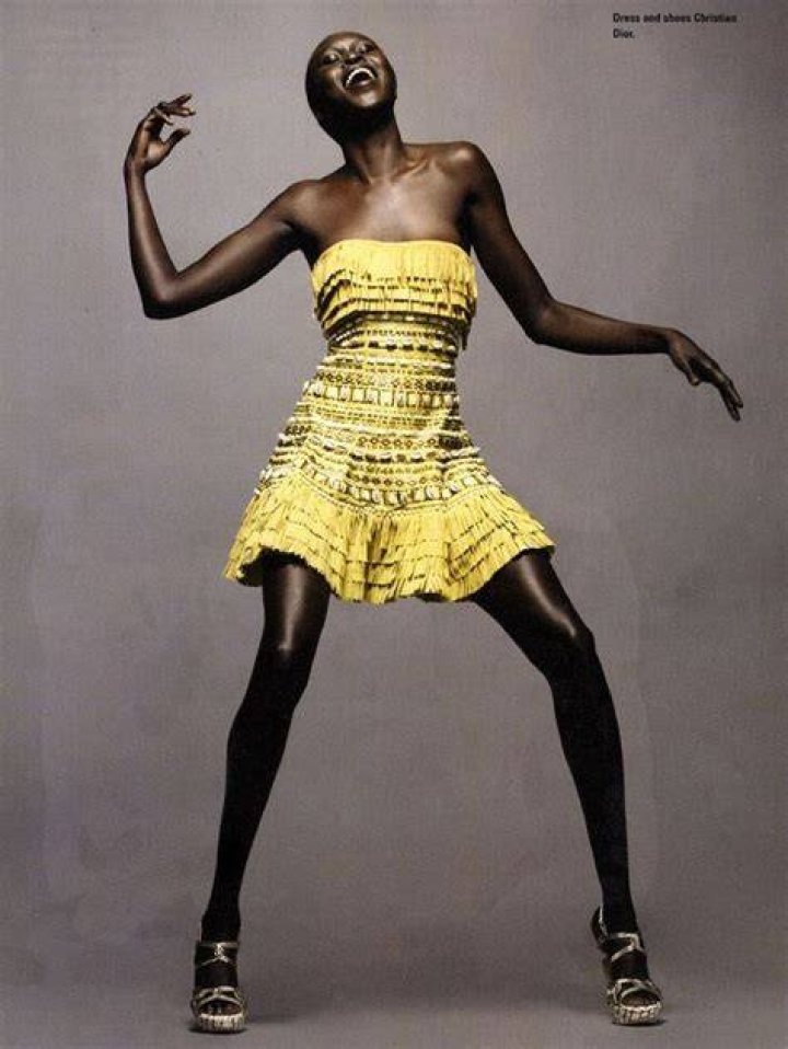 Alek Wek poses for a modeling photoshoot