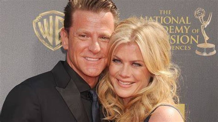 Alison Sweeney and her husband celebrating their 20th anniversary in their own backyard in July 2020