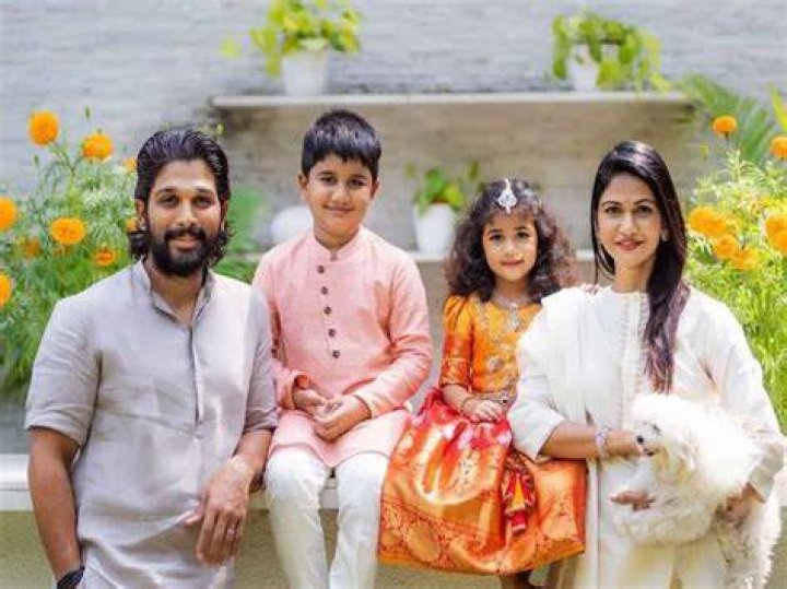 Allu Arjun with his family as seen in April 2018