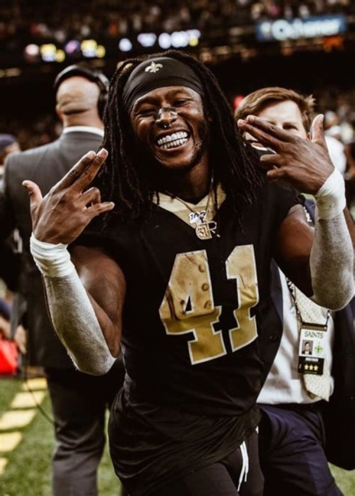 Alvin Kamara as seen in a picture taken in while on the bench during a match in January 2020