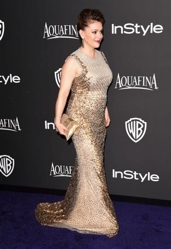 Alyssa Milano in the 2015's The Weinstein Company and Netflix Golden Globes Party
