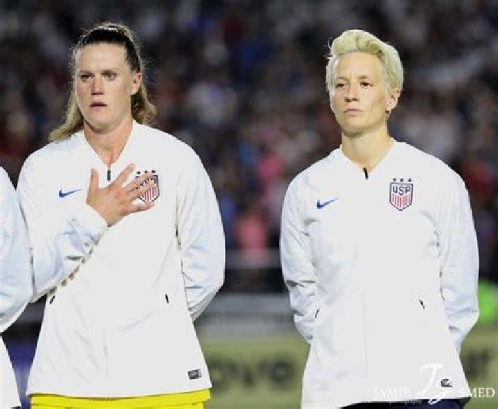 Alyssa Naeher seen with fellow American player Megan Rapinoe