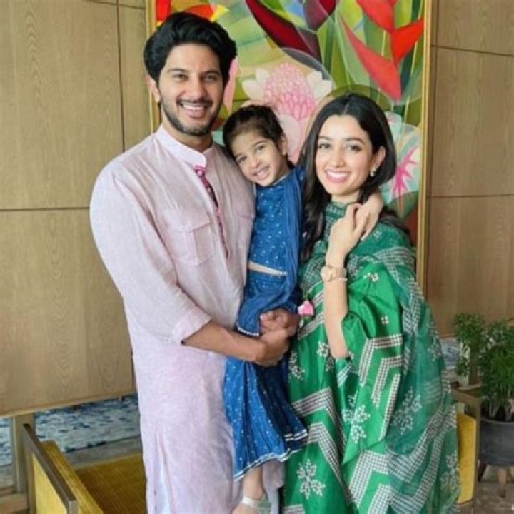 Amal Sufiya as seen in a picture with actor Amitabh Bachchan and her husband Dulquer Salmaan on Diwali in October 2019