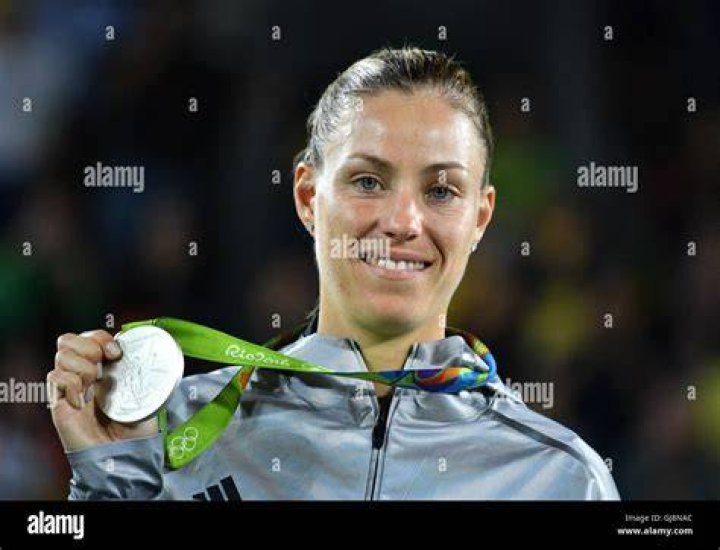Angelique Kerber with her silver medal at the 2016 Olympic Games in Brazil