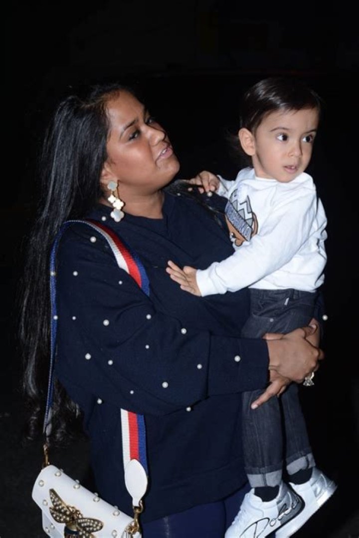 Arpita Khan with her son in August 2018