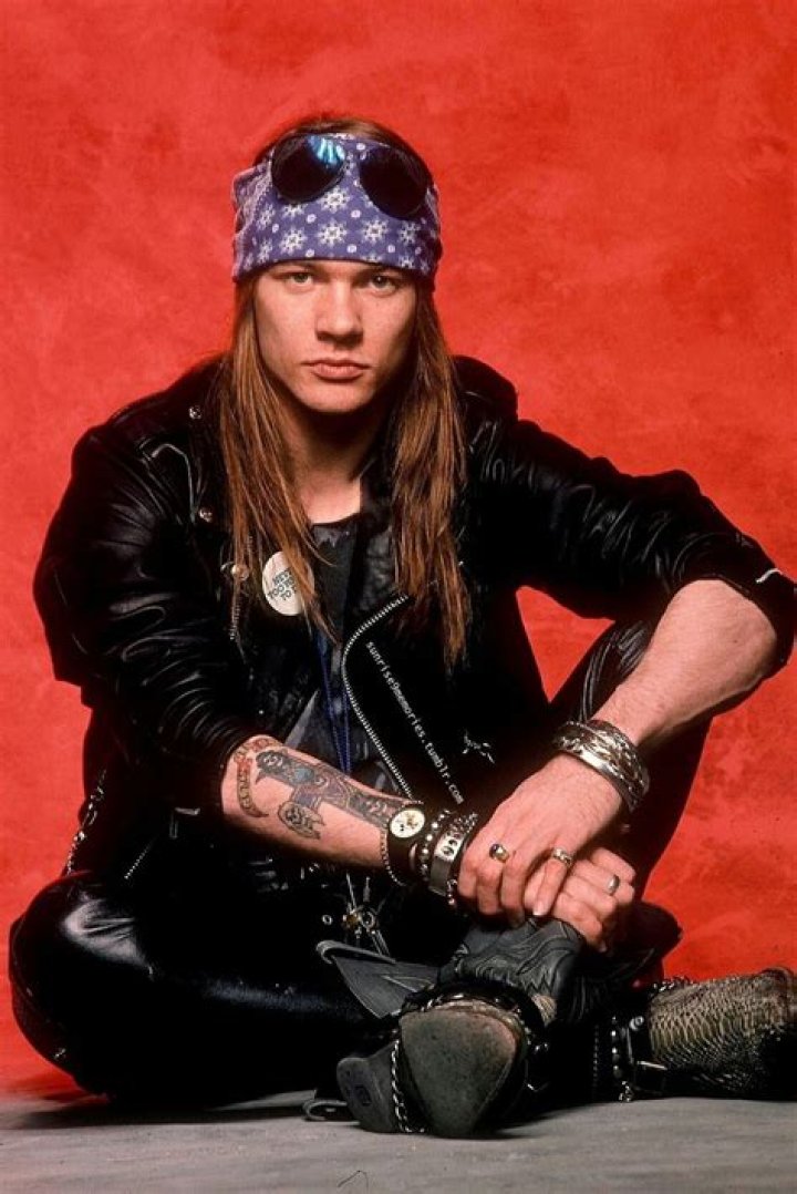 Axl Rose of Guns N' Roses giving a performance during a concert