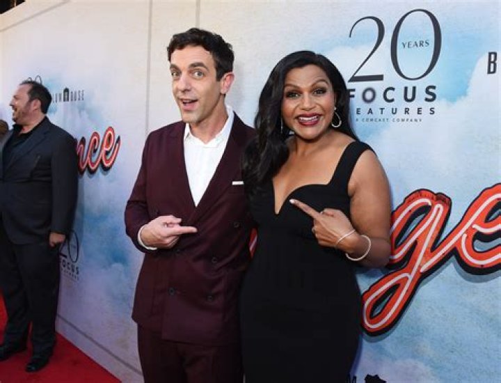 B. J. Novak and Mindy Kaling, as seen in November 2015