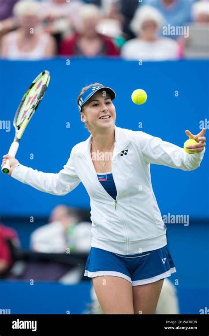 Belinda Bencic hitting the ball with a forehand in a match against Lauren Davis on March 12, 2016 in Indian Wells, California