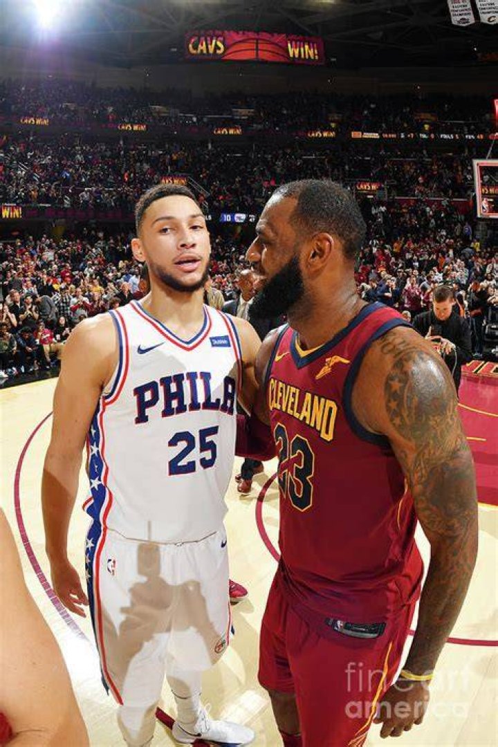 Ben Simmons and LeBron James in April 2018