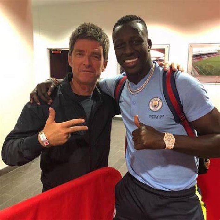 Benjamin Mendy with Oasis band member Noel Gallagher in August 2018