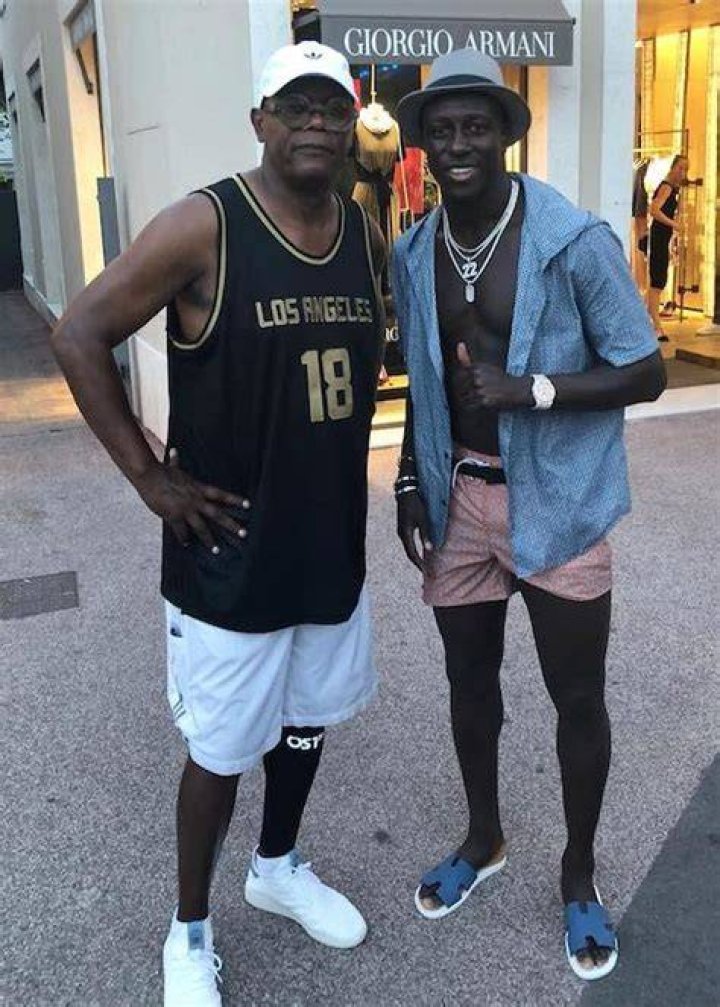 Benjamin Mendy with Samuel L. Jackson in August 2018