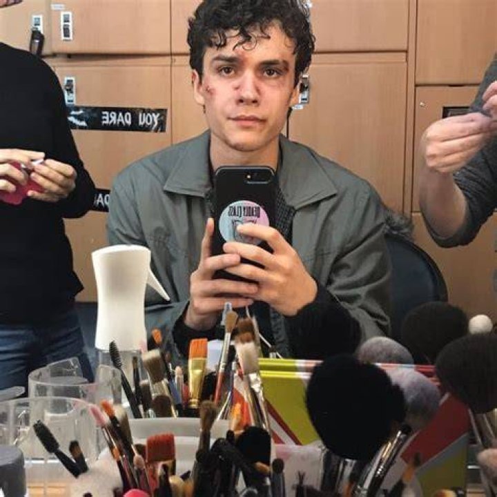 Benjamin Wadsworth in February 2019 with makeup on while shooting a scene for the television show Deadly Class (2018&ndash;2019)