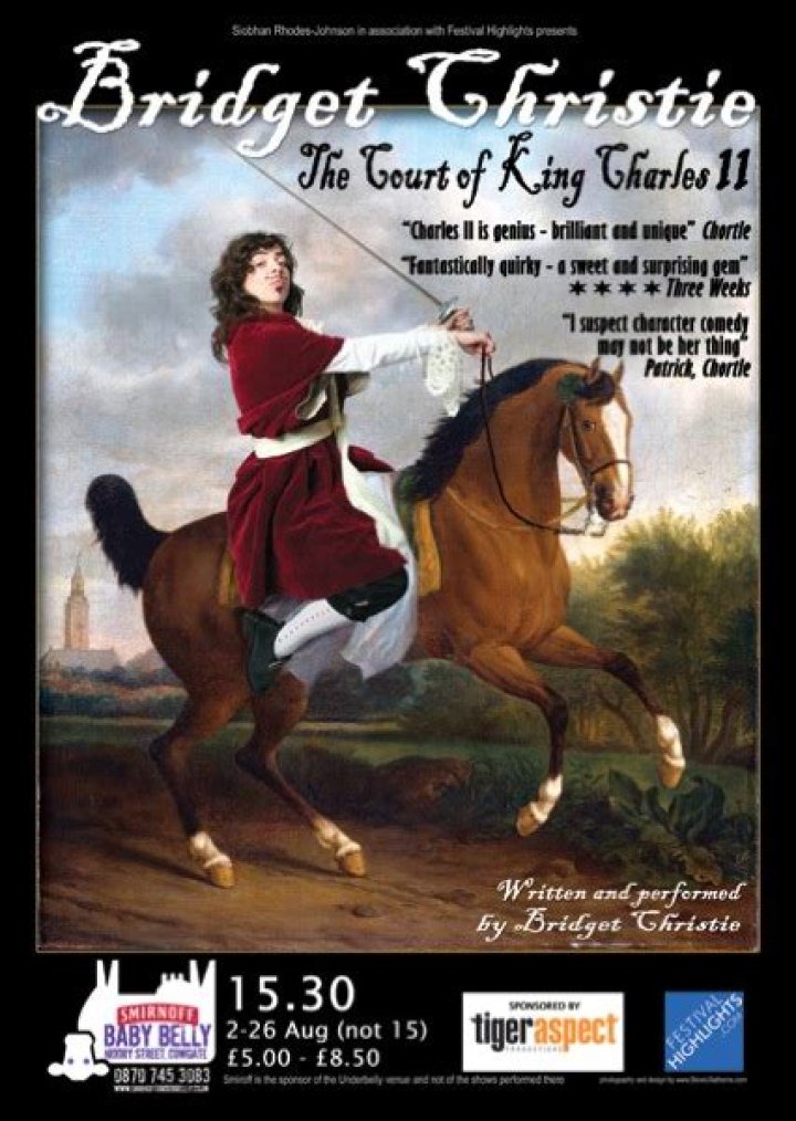 Bridget Christie as King Charles II in 2007
