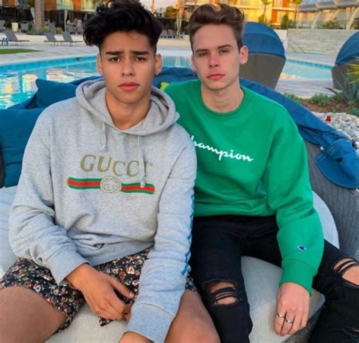 Caleb Burton (Right) as seen while hanging out with his friend and social media personality, Andrew Davila, at Huntington Beach, California, United States in May 2019