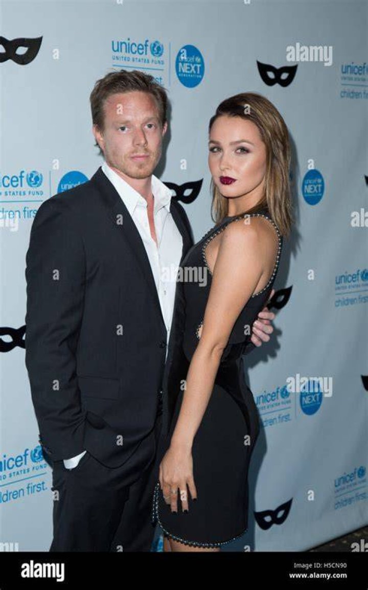 Camilla Luddington with Matt Alan at UNICEF Black & White Masquerade Ball in Los Angeles in October 2015