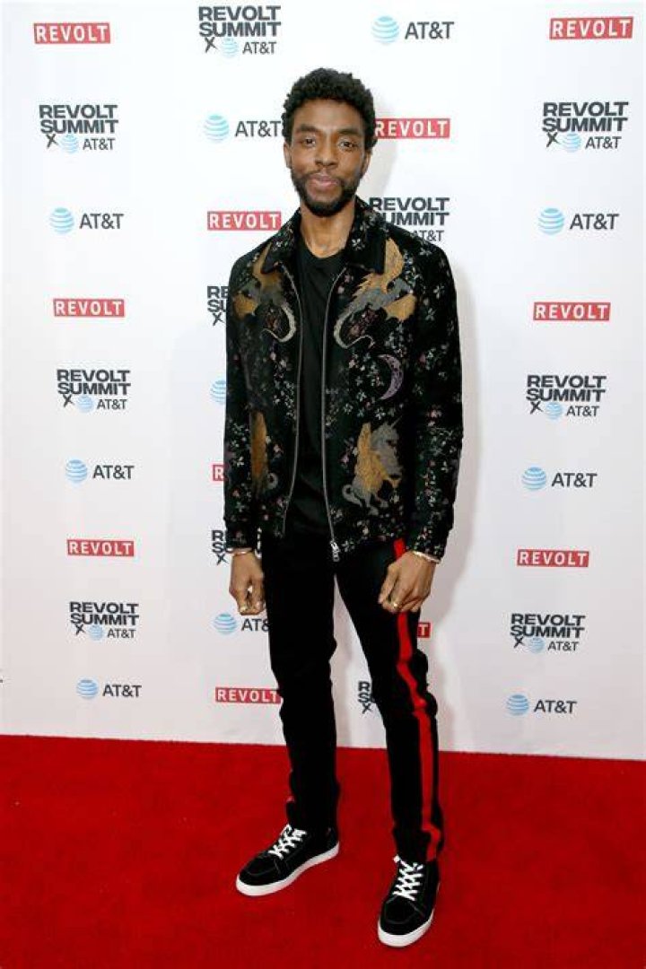 Chadwick Boseman on the red carpet for 'Gods of Egypt' in February 2016