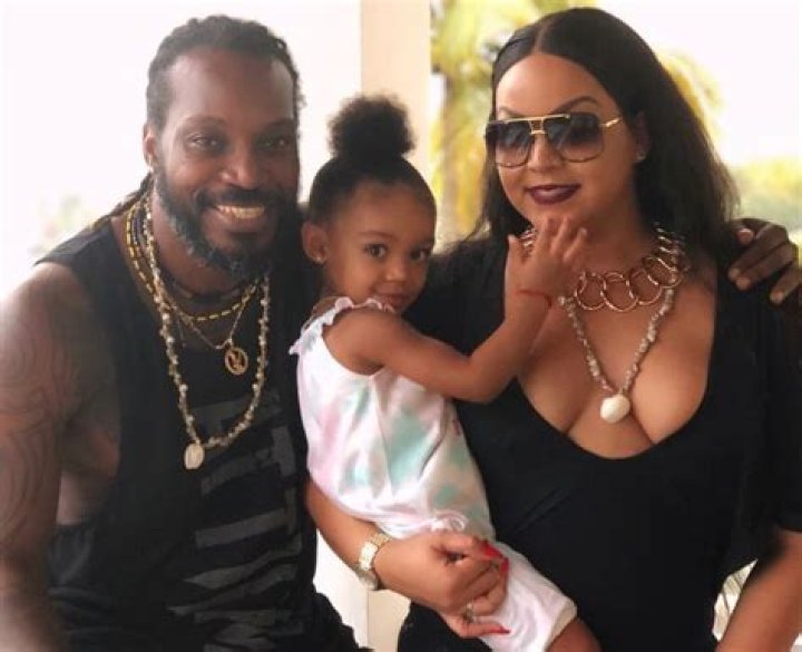 Chris Gayle and Natasha Berridge with newborn daughter Blush in an Instagram post in 2016