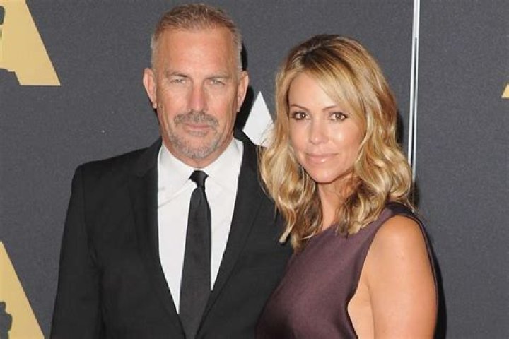 Christine Baumgartner as seen while posing for the camera alongside Kevin Costner in 2022