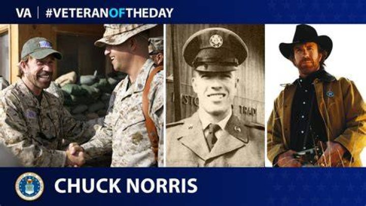 Chuck Norris receiving the Veteran of the Year award