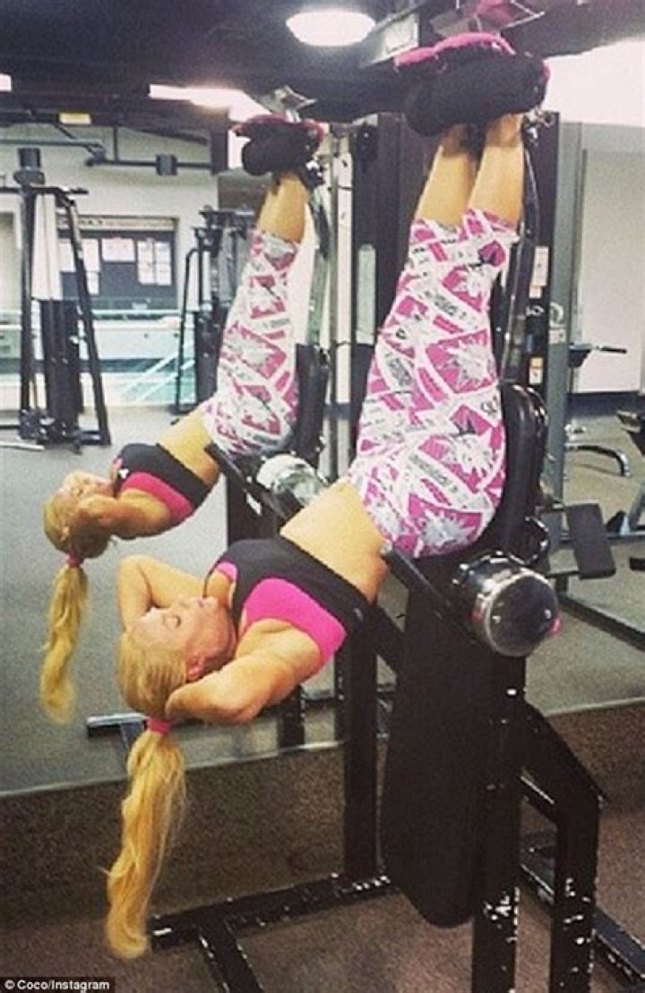 Coco Austin doing gym workout
