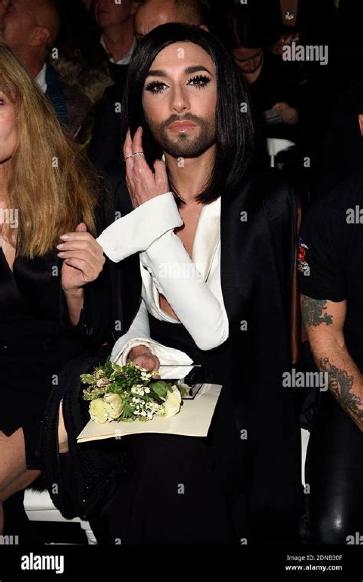 Conchita Wurst and Jean-Paul Gaultier on the red carpet on the square in front of the Rathaus in Austria in 2014