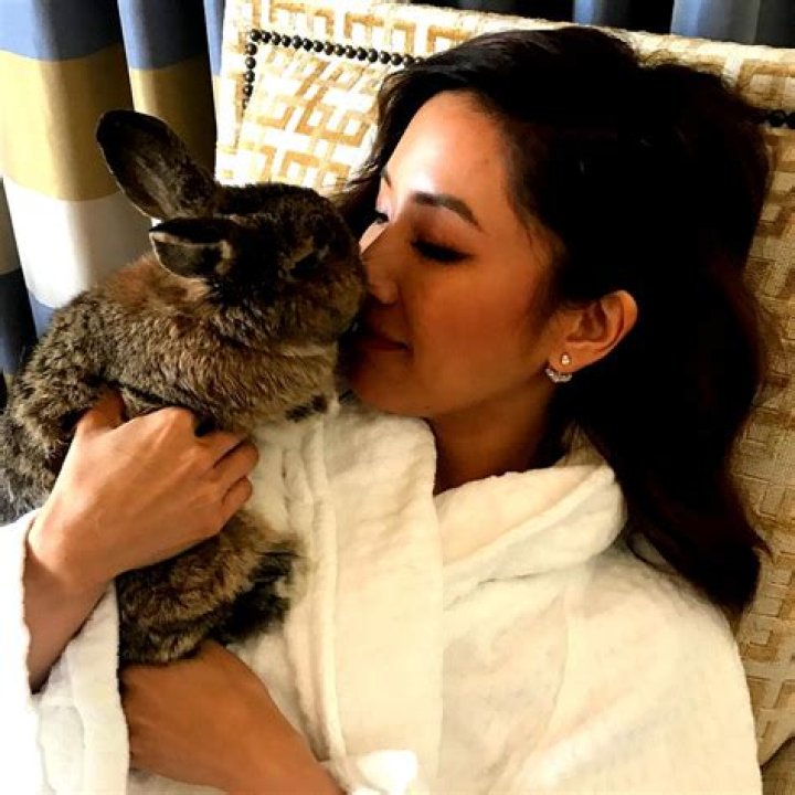 Constance Wu with her pet rabbit as seen in August 2018