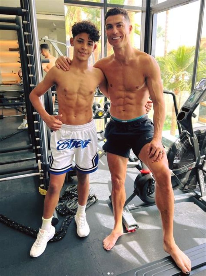 Cristiano Jnr, the son of Cristiano Ronaldo inside the gym in March 2018