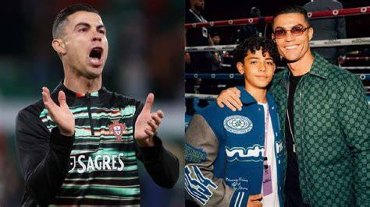 Cristiano Ronaldo Jr. (left) as seen with his family in 2022