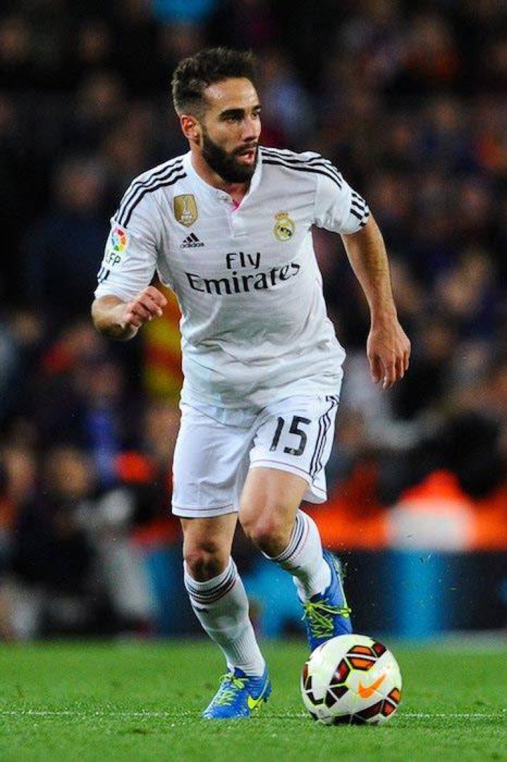 Dani Carvajal in attack mode during a La Liga match between Real Madrid and FC Barcelona on March 22, 2015