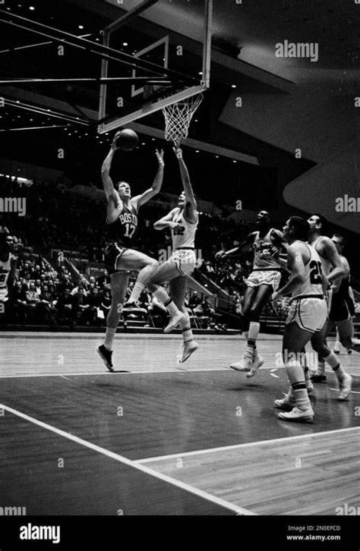 Dave DeBusschere (Left), John Havlicek (Center), and Terry Dischinger (Right) during a match in 1964