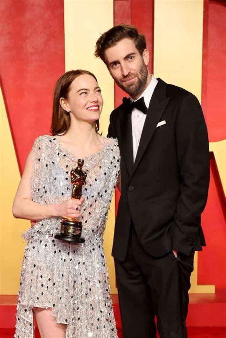 Dave McCary and Emma Stone, as seen in December 2019