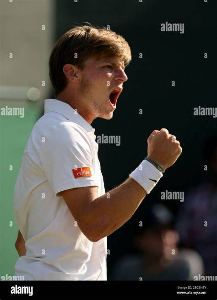 David Goffin celebrates a point in a match against Dominic Thiem at 2016 French Open on June 2, 2016