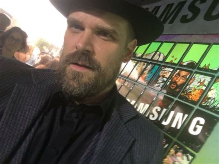 David Harbour in a selfie with Hawkins Police Department members in December 2016