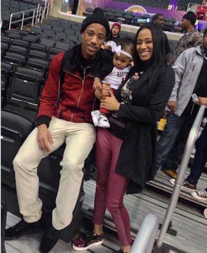 DeMar DeRozan with his fiancee Kiara and daughter Diar