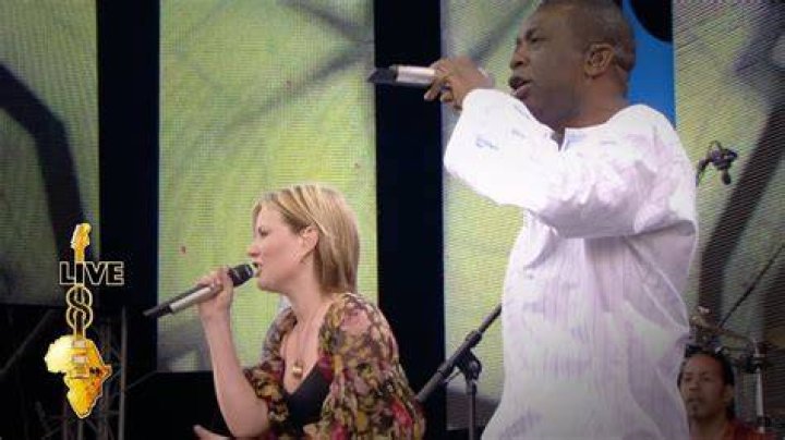 Dido and Youssou N'Dour performing 'Seven Seconds' at Live 8 in Hyde Park in London, England