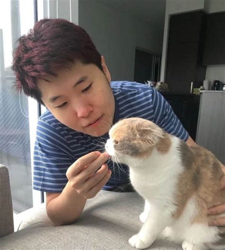 Disguised Toast with his cat as seen in August 2019