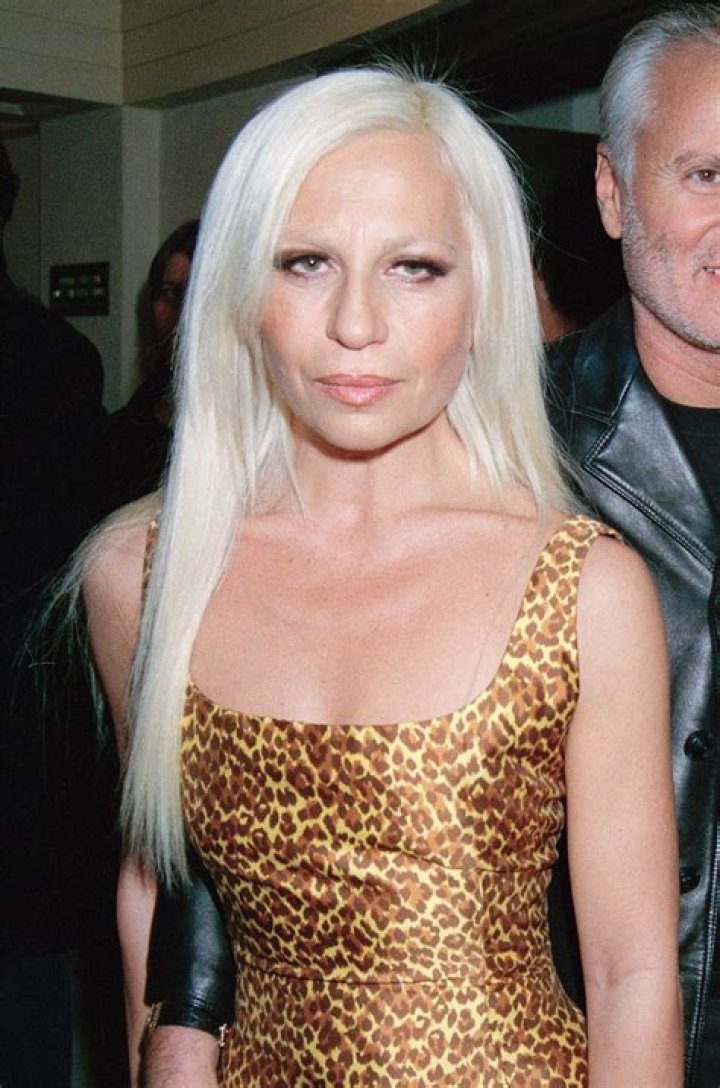 Donatella Versace in an all black attire