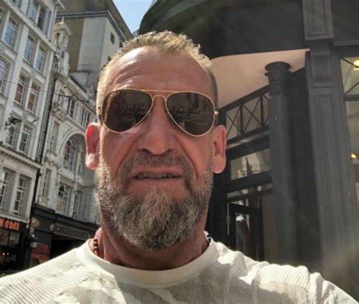 Dorian Yates in a selfie with his dog as seen in March 2019
