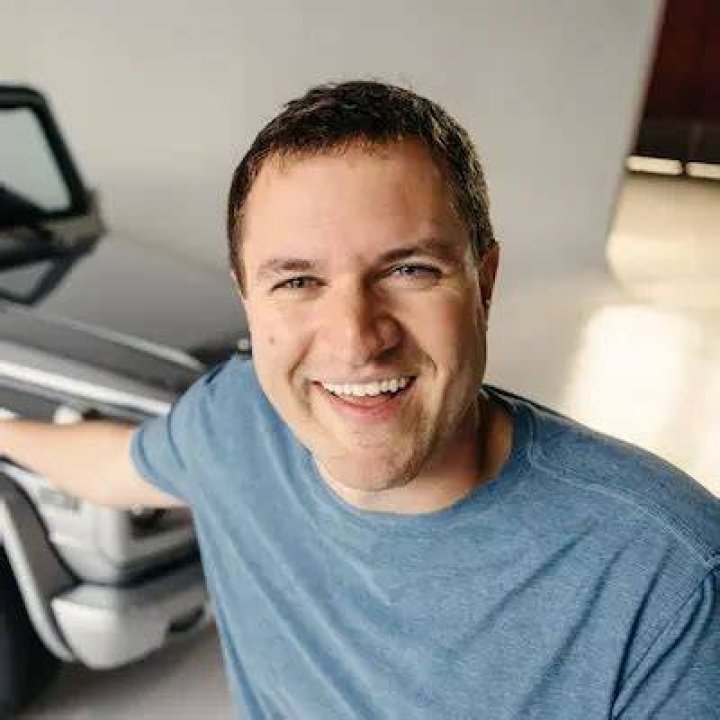 Doug DeMuro as seen in a picture with his dog Noodle that was taken in December 2021, in San Diego, California
