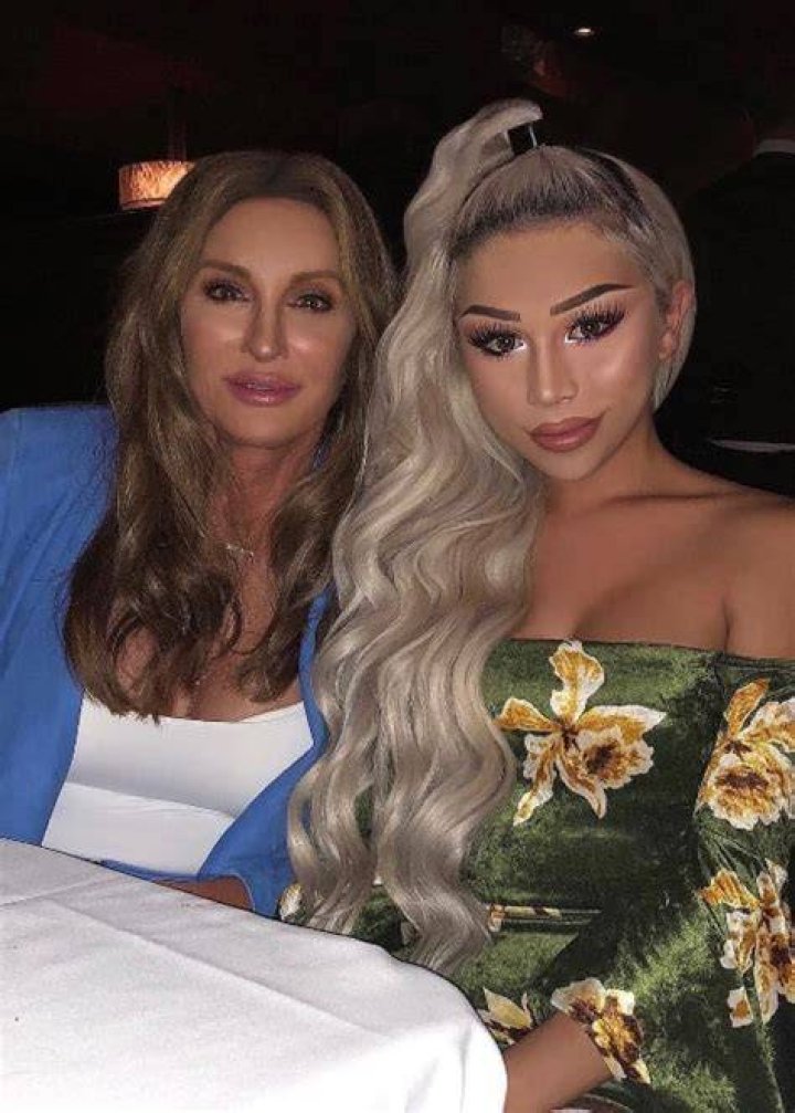 Eden Estrada (Right) as seen while posing for a picture with TV personality Caitlyn Jenner at Craig's which is located in West Hollywood, California, United States in April 2018