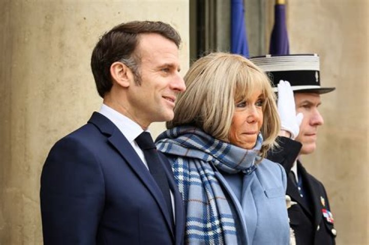 Emmanuel Macron with his wife Brigitte Macron as seen in November 2018