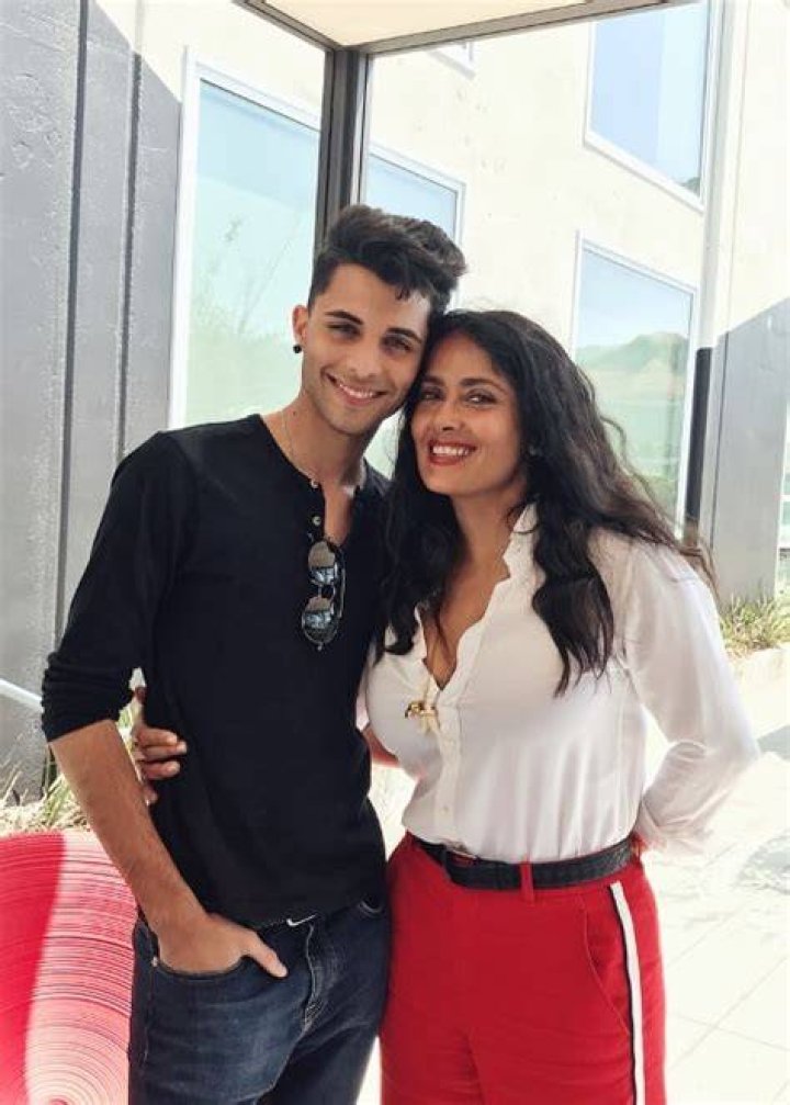 Erick Brian Colón with Salma Hayek in August 2018