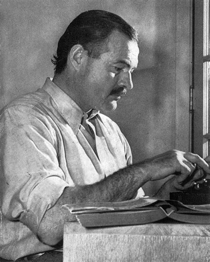 Ernest Hemingway as seen while working on 'For Whom the Bell Tolls' at the Sun Valley Lodge in 1939