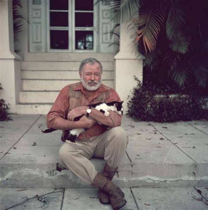 Ernest Hemingway (Left) as seen while posing for a picture with Col. Charles T. Lanham in Germany during the fighting in H&uuml;rtgenwald in 1944