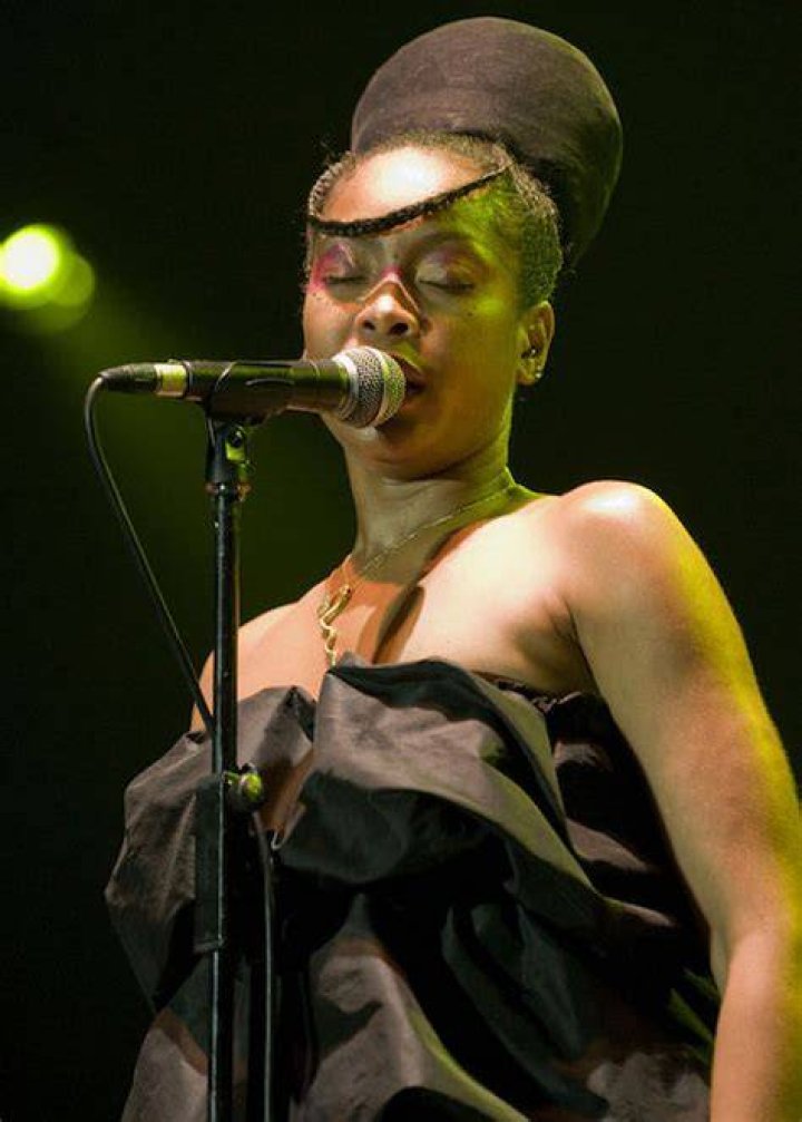 Erykah Badu while giving a performance in 2008