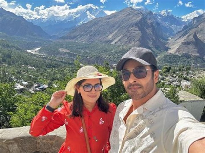 Faysal Quraishi as seen taking an Instagram selfie with his wife in Hunza Valley in August 2023