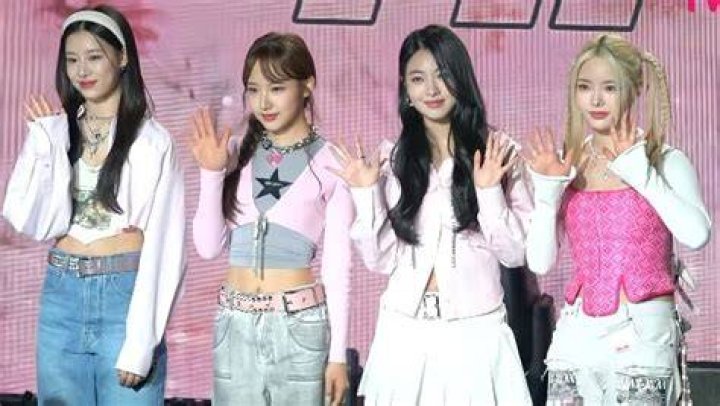 FIFTY FIFTY (From Left to Right - Sio, Saena, Aran, and Keena) as seen at Billboard Hot 100 Commemorative Press Conference in April 2023